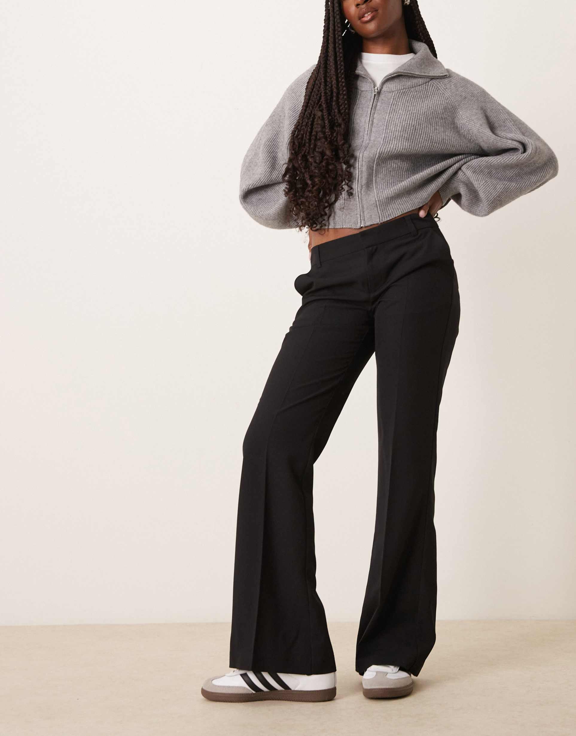 gina tricot tailored low waist relaxed bootcut pants in black