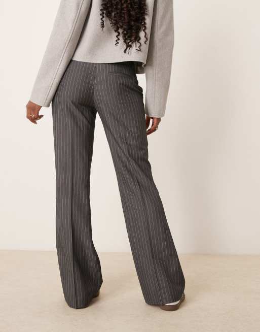 Gina Tricot tailored low waist relaxed bootcut trousers in grey