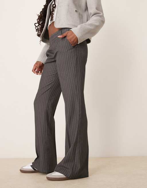 Gina Tricot tailored low waist relaxed bootcut trousers in grey