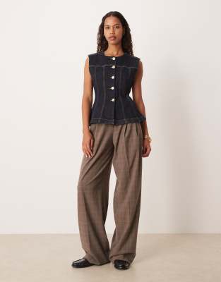 Gina Tricot tailored sculpt waist shaped denim vest top in