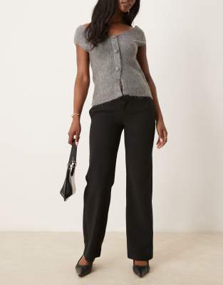 Gina Tricot Tailored Straight Leg Pants In Black