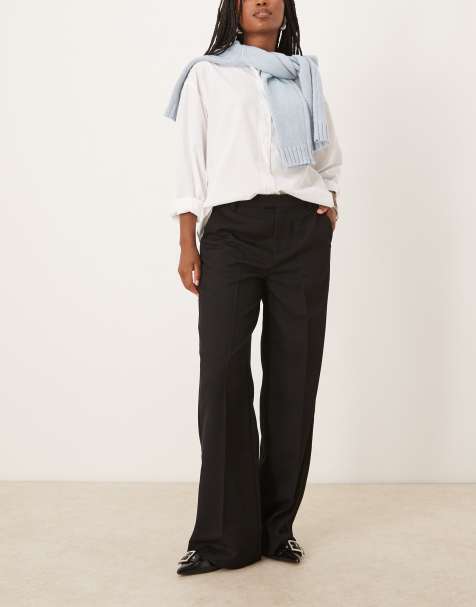 Gina Tricot tailored wide leg pants in black - view 1