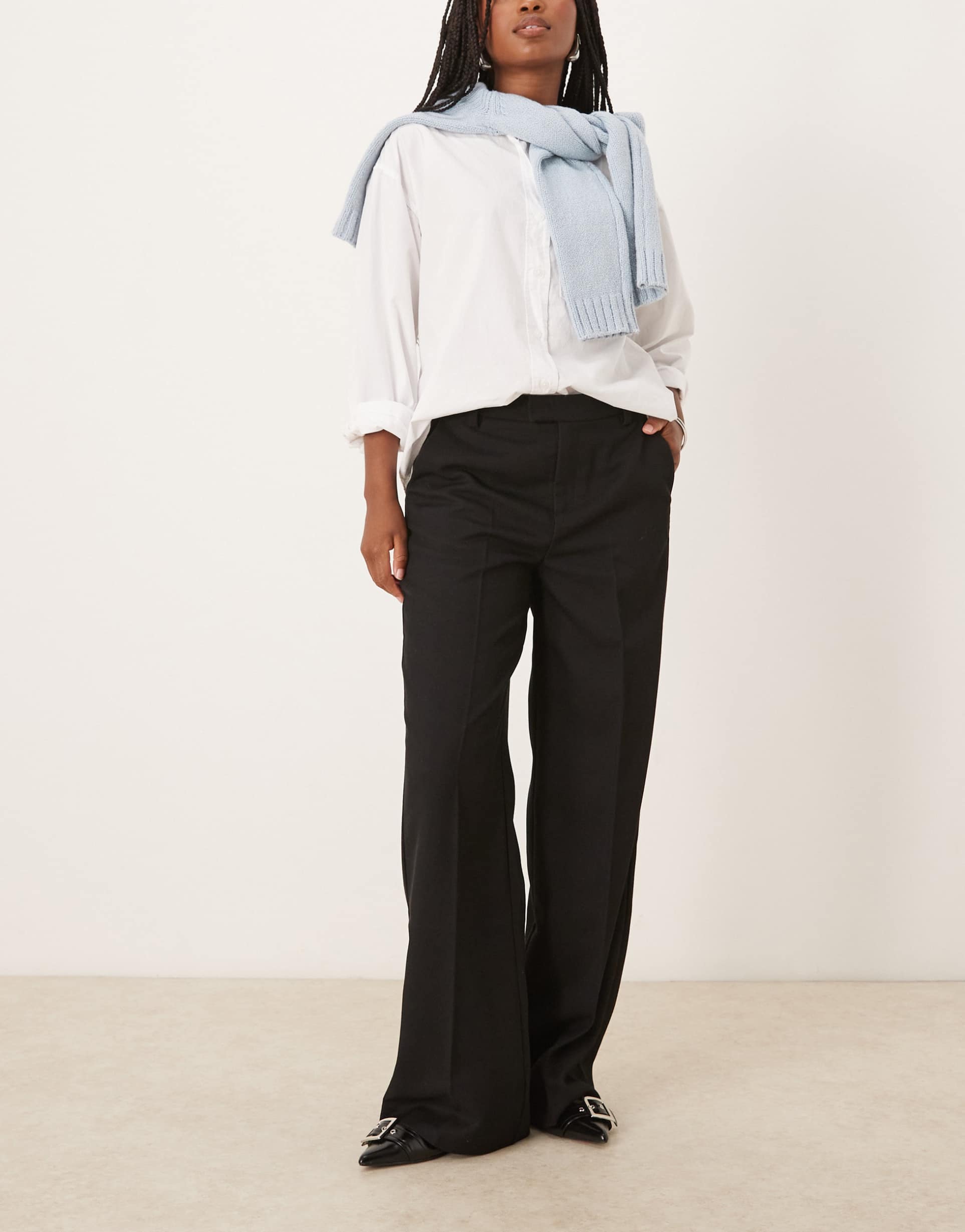 gina tricot tailored wide leg pants in black