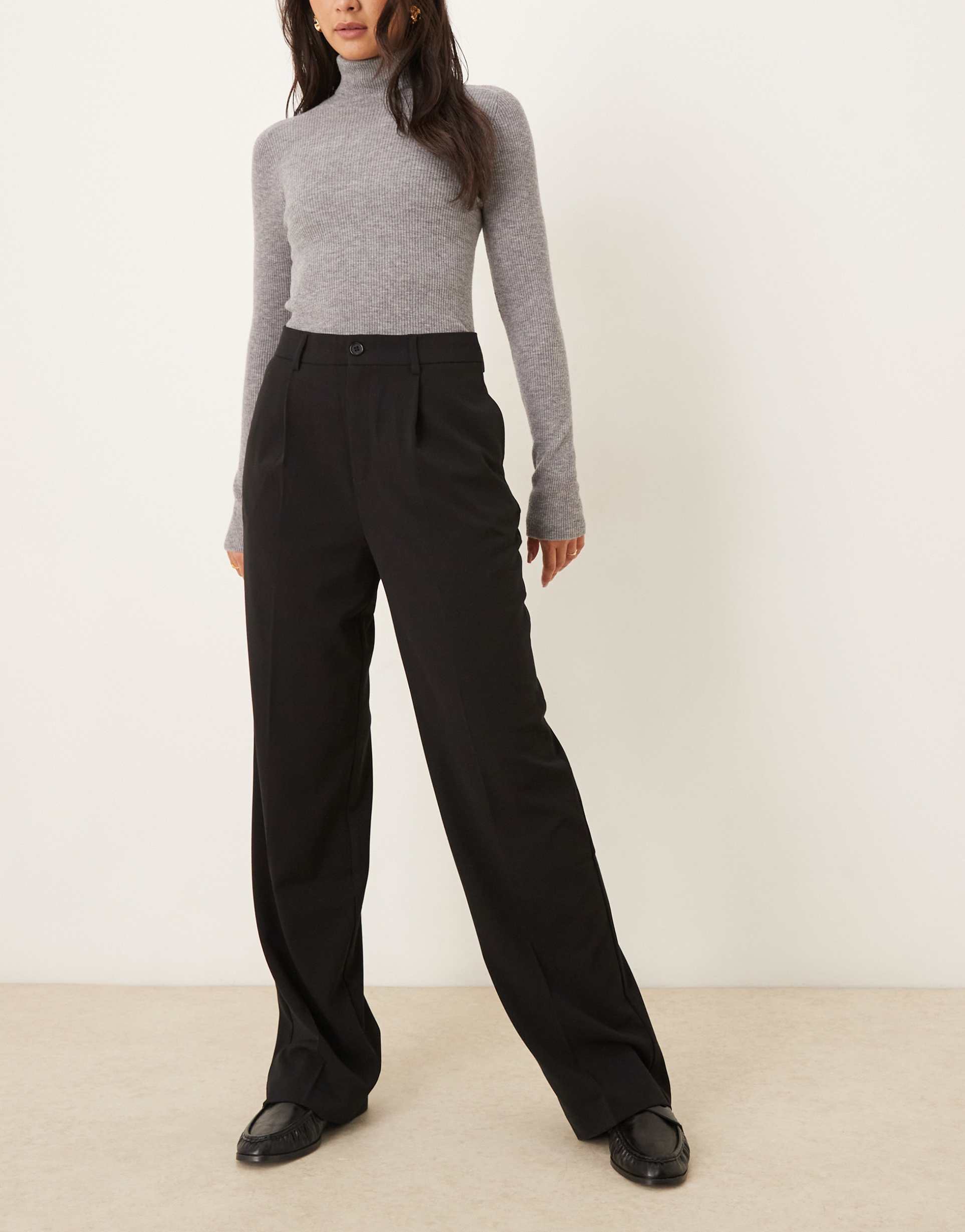 gina tricot tailored wide leg pants in black