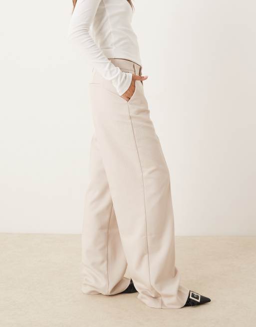 Gina Tricot tailored wide leg trousers in beige, 5 of 5