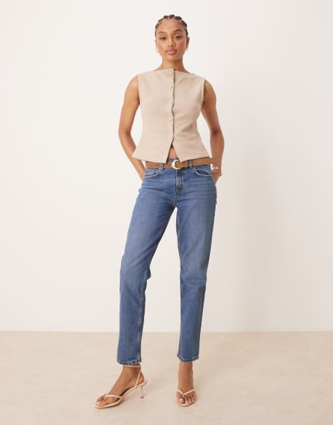 Gina Tricot Tall – Ciemnoniebieskie dopasowane jeansy z prostymi nogawkami - view 1