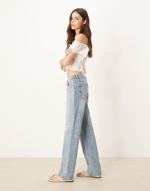 Gina Tricot Tall - Jean droit taille basse - Bleu clair vintage , 3 de 5