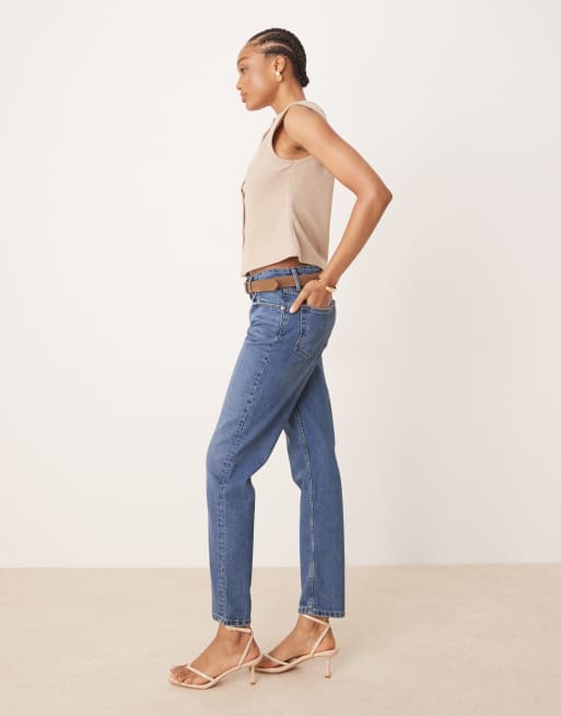 Gina Tricot Tall - Jeans dritti slim blu lavaggio scuro, 3 di 5