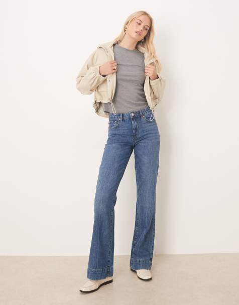 Gina Tricot Tall - Jeans met rechte pijpen in midwash blauw - view 1