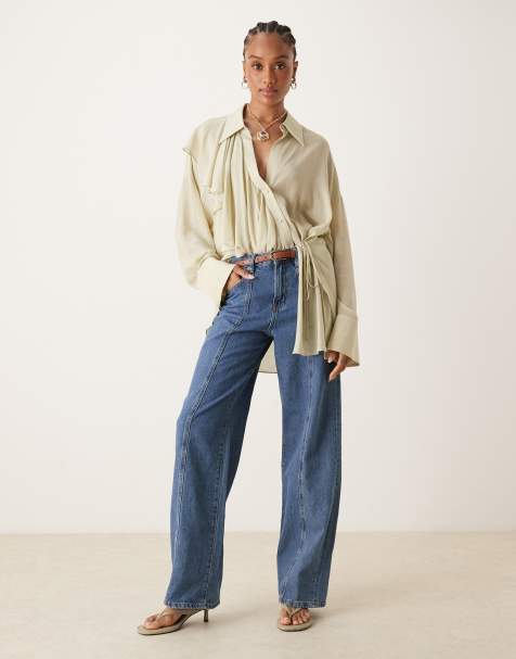 Gina Tricot Tall - Jeans sartoriali a zampa blu indaco lavaggio scuro - view 1