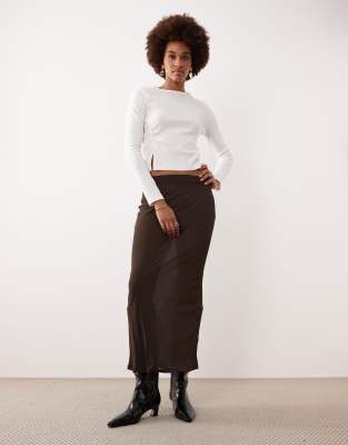 Jupe mi-longue transparente - Marron-Brown S