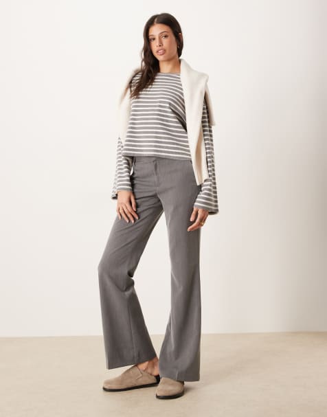 Gina Tricot Tall relaxed trousers in grey melange  - view 1