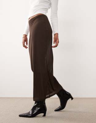 Gina Tricot Tall Sheer Midi Skirt In Brown