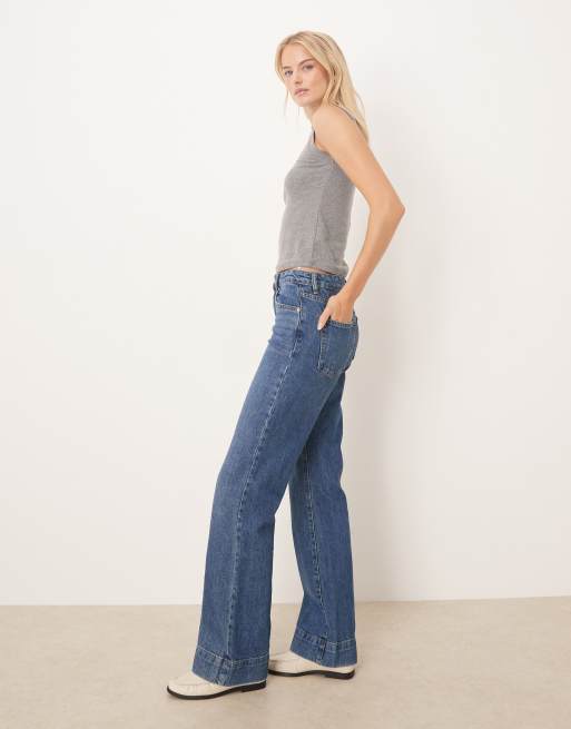 GINA TRICOT Tall straight leg jeans in mid wash blue ASOS - Main Image