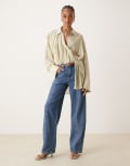 [GINA TRICOT Tall] Gina Tricot Tall tailored flare jeans in darkwash indigo blue W36 Darkwash indigo blue