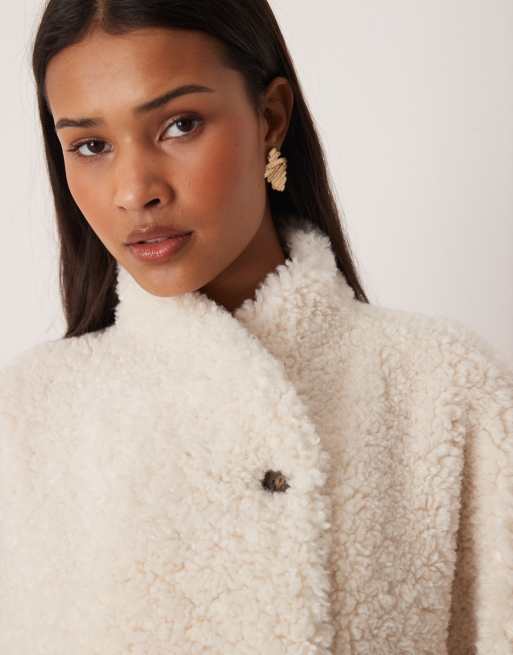 Gina Tricot teddy jacket with high neck in off white , 3 of 4