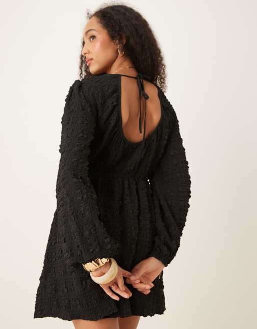 black textured mini dress Black Textured Mini Dress