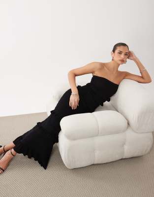 Gina Tricot Tiered Frill Bandeau Maxi Dress In Black