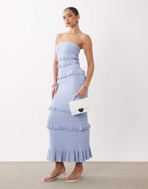 gina ruched frill maxi dress Misty Long Sleeve – Bacconi neckline and delicate chiffon flutter sleeves Women's Stone Plunge Ruched Frill