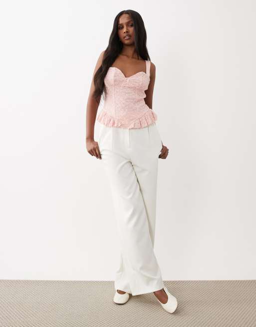 Gina Tricot - Top a corsetto in pizzo rosa, 3 di 4