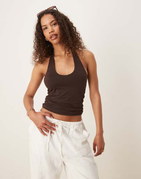 Gina Tricot - Top à encolure américaine - Marron - view 1