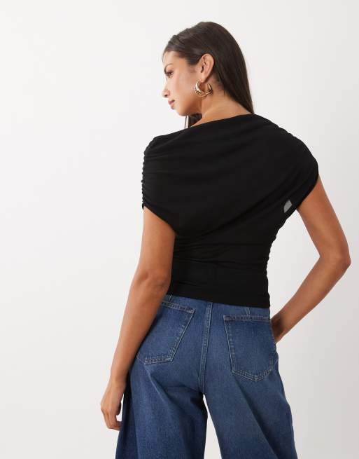 Gina Tricot top à manches à volants noir, 4 de 4