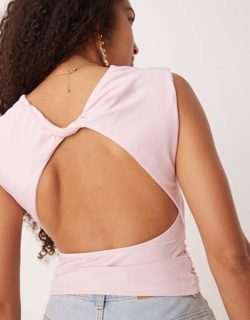 Gina Tricot - Top a maniche corte rosa aperto dietro, 4 di 4