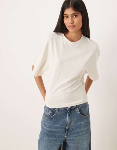 Gina Tricot - Top aderente bianco a maniche corte - view 1