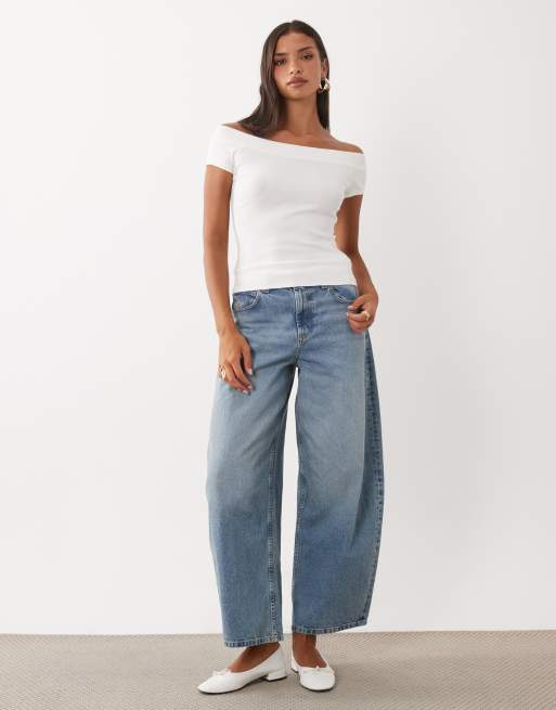Gina Tricot top aderente con spalle scoperte bianco, 2 di 4