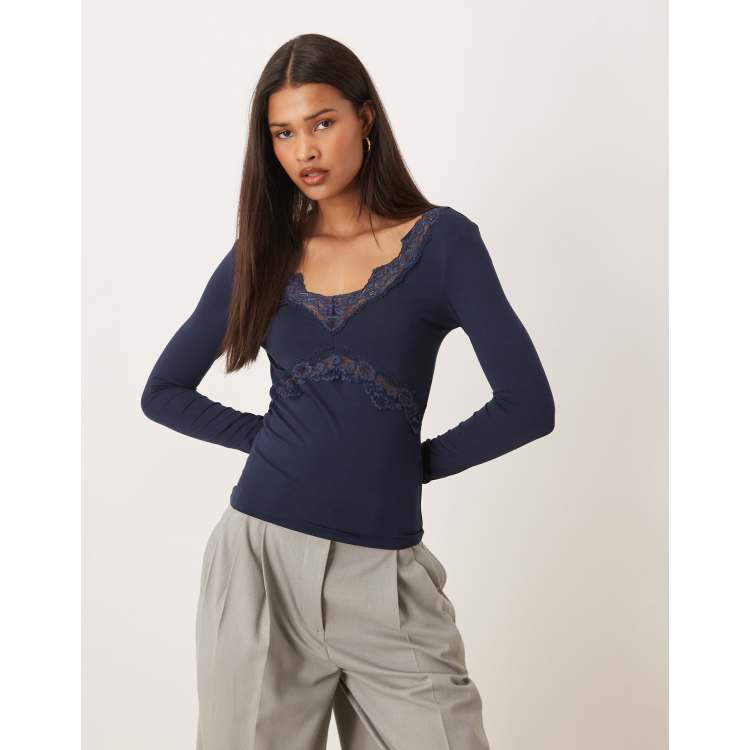 Pull Gina Manches Longues Gris Et Bleu - Taille 38 - Occasion Très Bon état - Made In Germany
