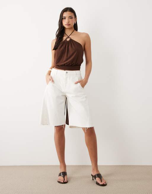 Gina Tricot - Top allacciato al collo marrone cioccolato scuro, 3 di 4