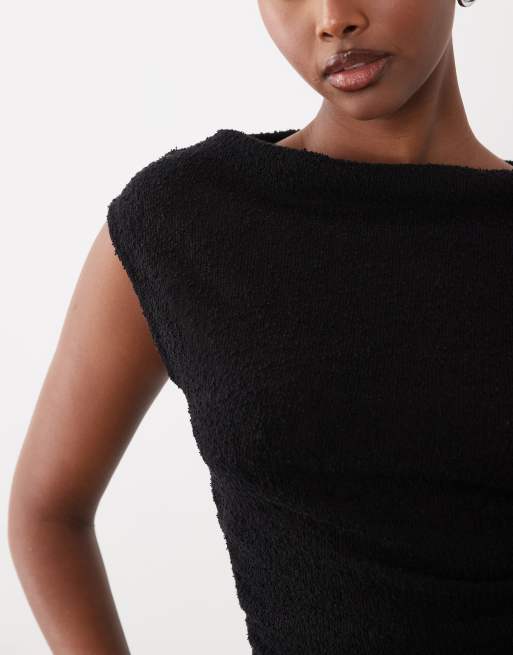 Gina Tricot top asimmetrico con spalle scoperte nero, 3 di 4