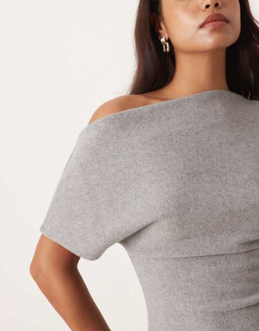 Gina Tricot - Top asimmetrico morbido grigio, 3 di 4