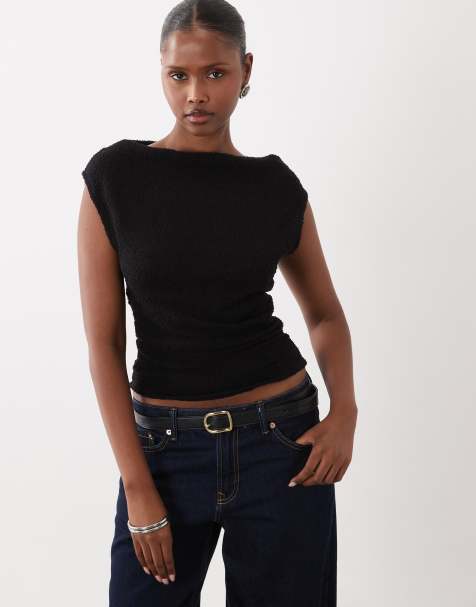Gina Tricot top asymétrique à épaules dénudées noir - view 1