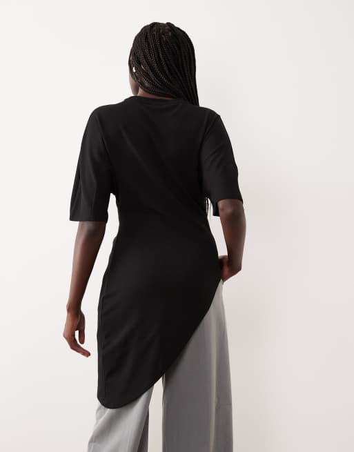 Gina Tricot - Top asymétrique à manches courtes - Noir, 2 de 4
