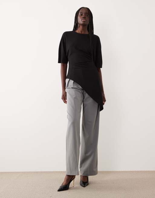 Gina Tricot - Top asymétrique à manches courtes - Noir, 3 de 4