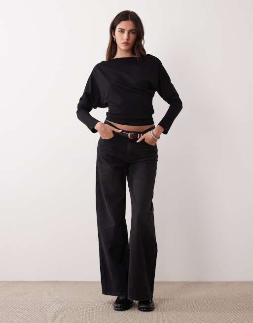 Gina Tricot - Top asymétrique cintré à la taille - Noir, 2 de 4