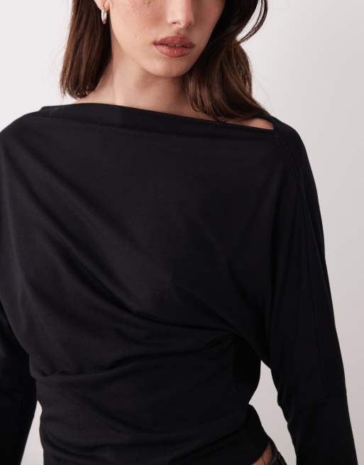 Gina Tricot - Top asymétrique cintré à la taille - Noir, 3 de 4