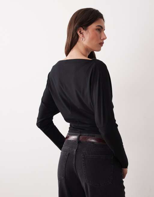 Gina Tricot - Top asymétrique cintré à la taille - Noir, 4 de 4
