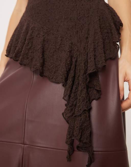Gina Tricot - Top asymétrique en dentelle - Marron, 2 de 4