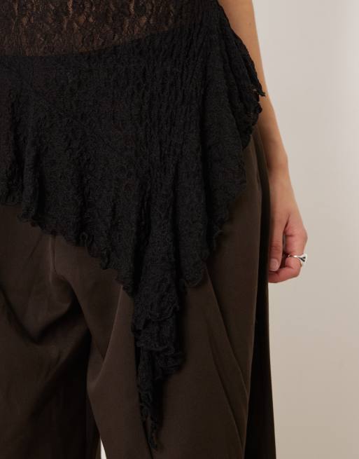 Gina Tricot - Top asymétrique en dentelle - Noir, 2 de 4