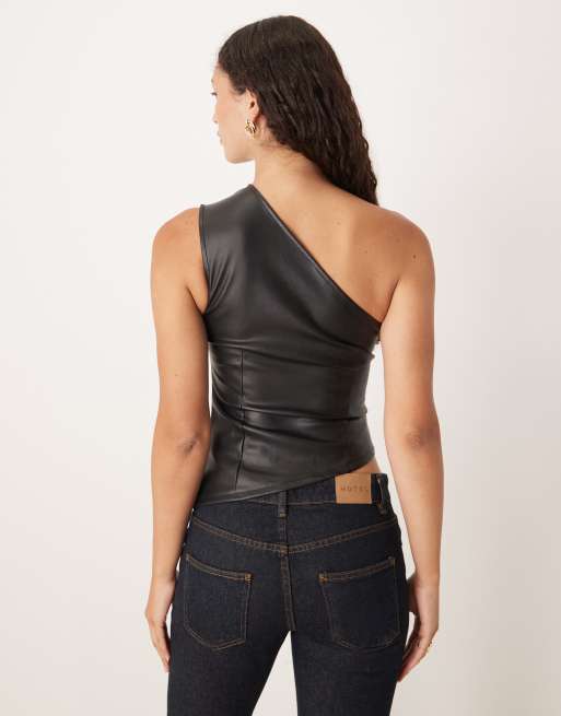 Gina Tricot - Top asymétrique en PU - Noir, 3 de 4
