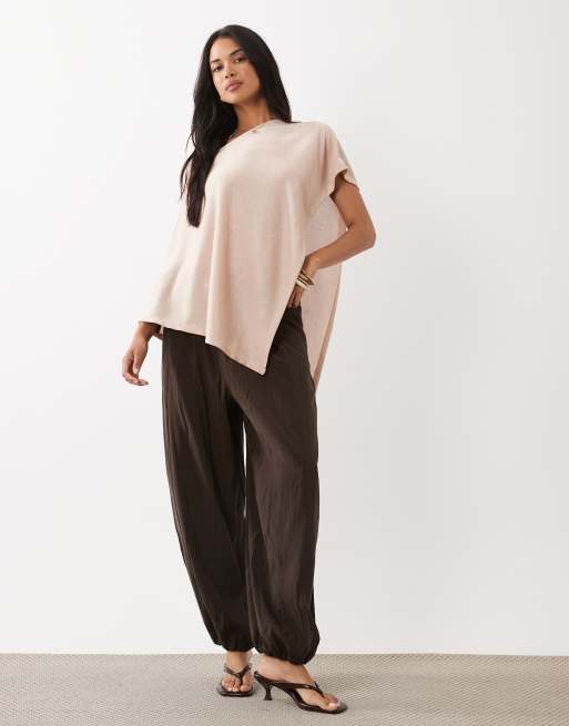 Gina Tricot - Top beis metalizado tipo poncho, 1 de 4