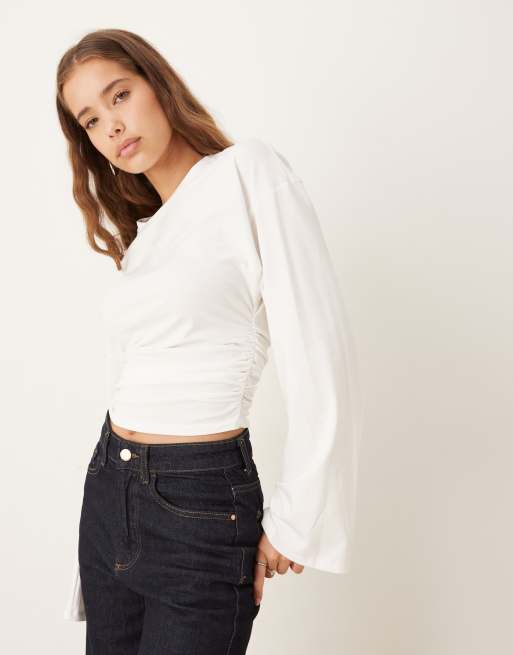 Gina Tricot - Top bianco sporco morbido al tatto con maniche ampie
