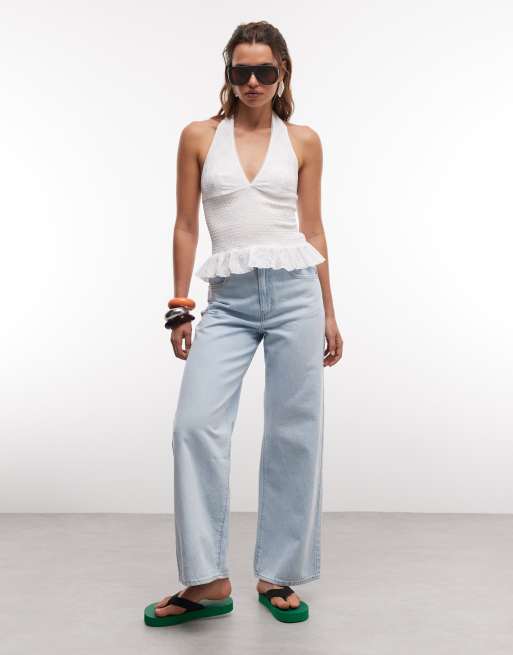 Gina Tricot - Top blanco con cuello halter y bordado inglés, 3 de 7