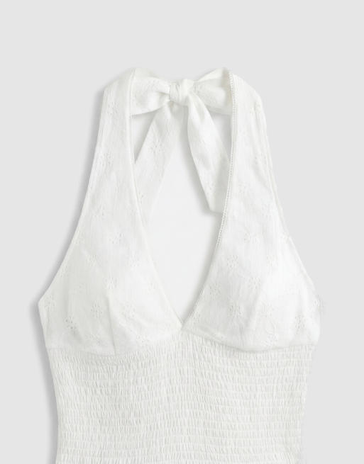 Gina Tricot - Top blanco con cuello halter y bordado inglés, 7 de 7