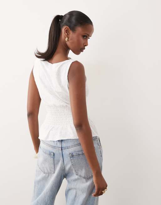 Gina Tricot - Top blanco hueso amplio de encaje, 4 de 4