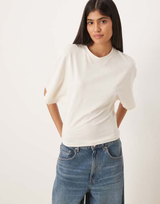 Gina Tricot - Top cintré à la taille à manches courtes - Blanc, 2 de 4