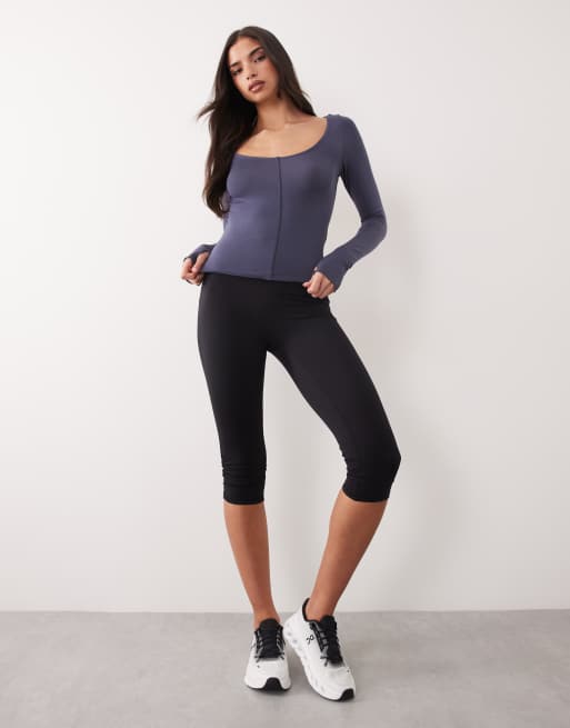 Gina Tricot - Top de yoga doux à superposition - Bleu cendré, 2 de 4