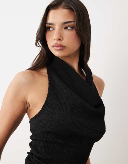Gina Tricot - Top d'ensemble texturé coupe asymétrique à dos nu - Noir, 4 de 4